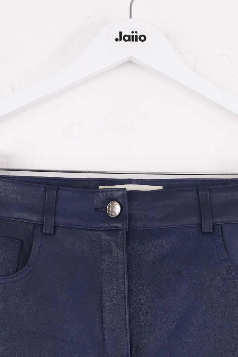 Pantalon slim Pinko Bleu en Cuir