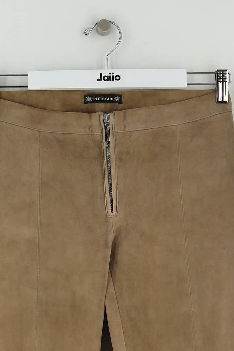 Pantalon slim Plein Sud Marron en Cuir