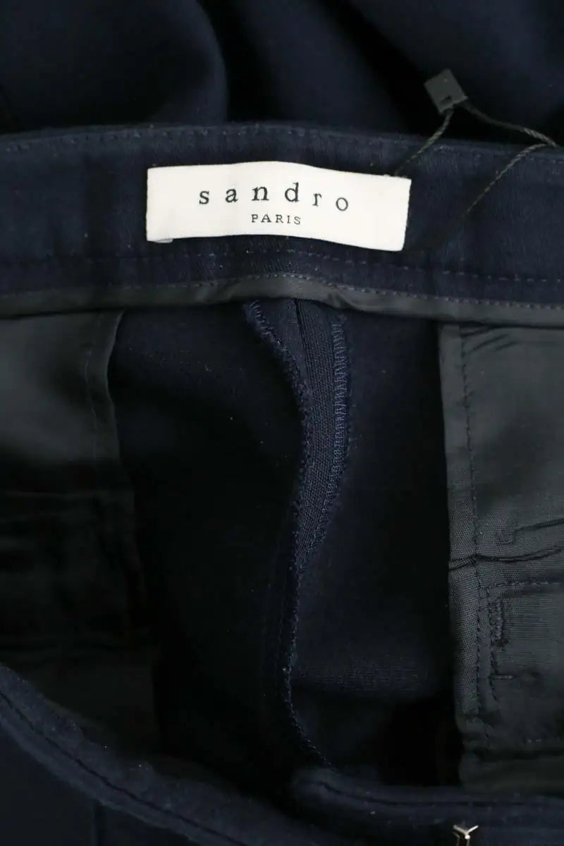 Pantalon slim Sandro Marine en Laine