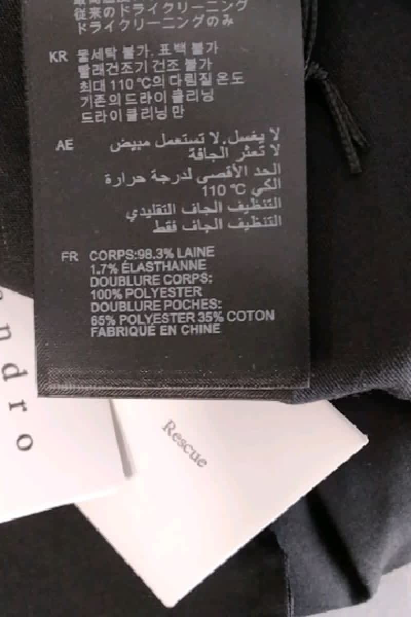 Pantalon slim Sandro Marine en Laine