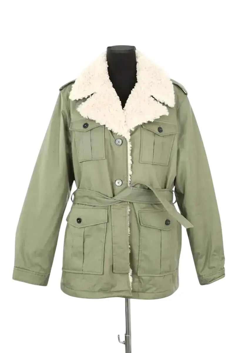 Parka Claudie Pierlot Kaki en Coton, taille XL - Seconde Main