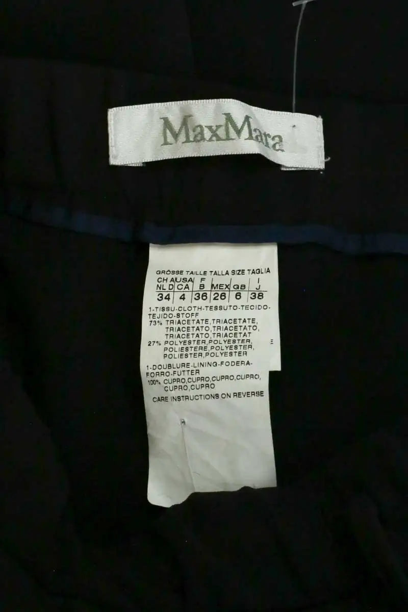 Pantalon droit Max Mara Noir en Synthétique