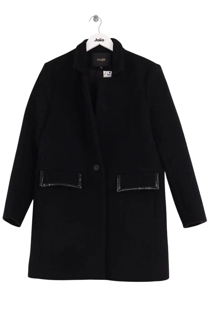 Peacoat Maje Noir en Laine, taille M - Seconde Main