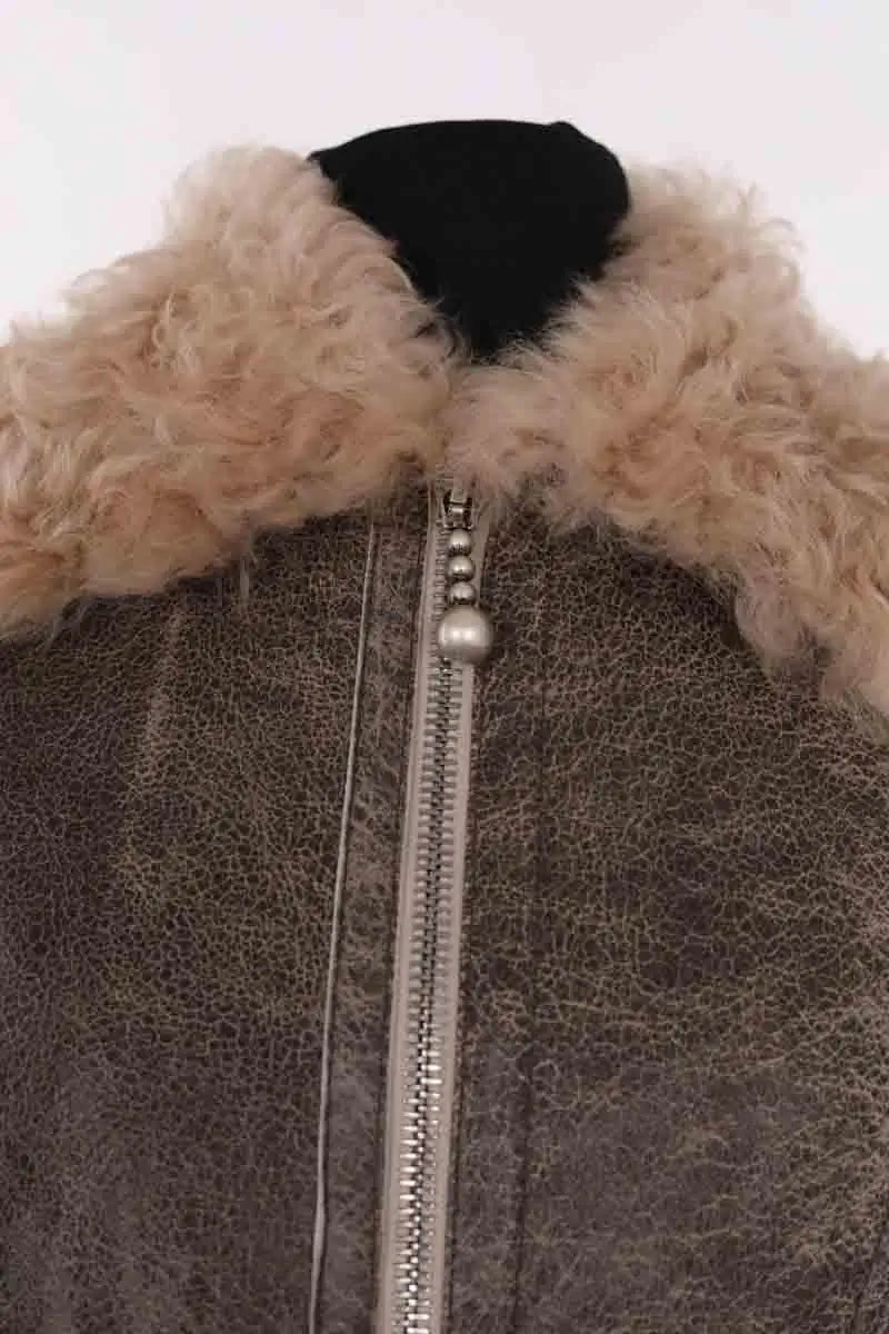 Peau lainée Acne Studios Marron en Cuir