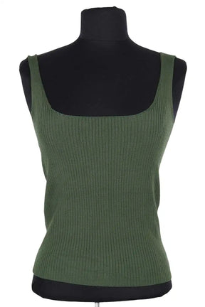 Top sans manche Sandro Vert en Synthétique, taille S - Seconde Main