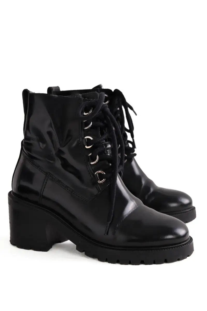 Boots à lacets Maje Noir en Cuir