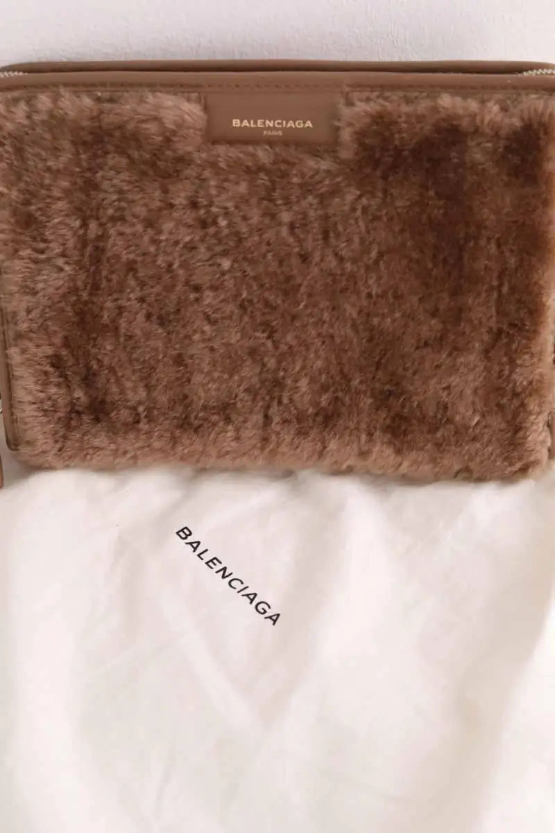 Pochette Balenciaga Camel en Cuir