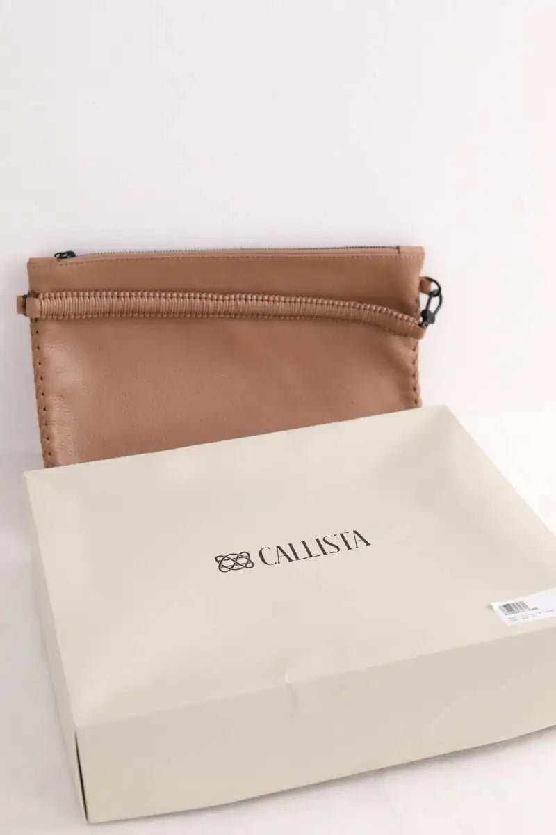 Pochette Callista Maxi pochette camel grained leather Camel en Cuir