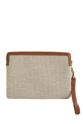 Pochette Celine Triomphe en toile Ecru en Cuir