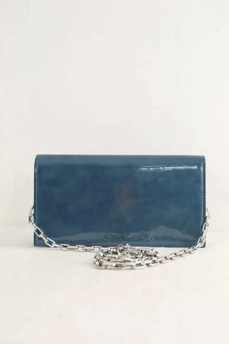 Pochette Christian Louboutin Loubi 54 Bleu en Cuir verni