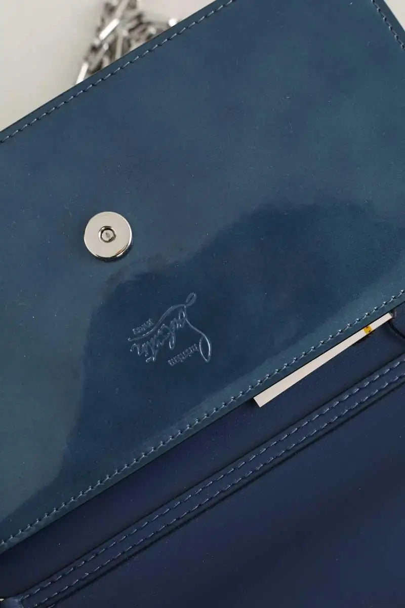Pochette Christian Louboutin Loubi 54 Bleu en Cuir verni