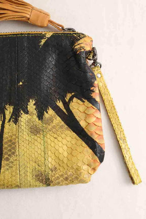Pochette Claris Virot Jaune en Cuir