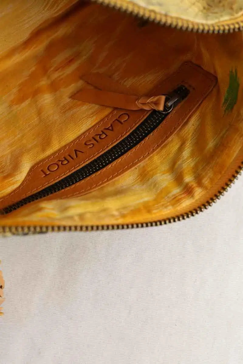 Pochette Claris Virot Jaune en Cuir