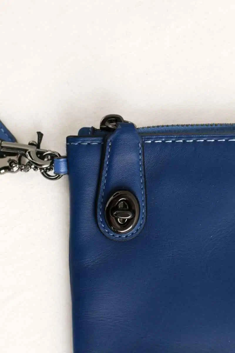 Pochette Coach Bleu en Cuir