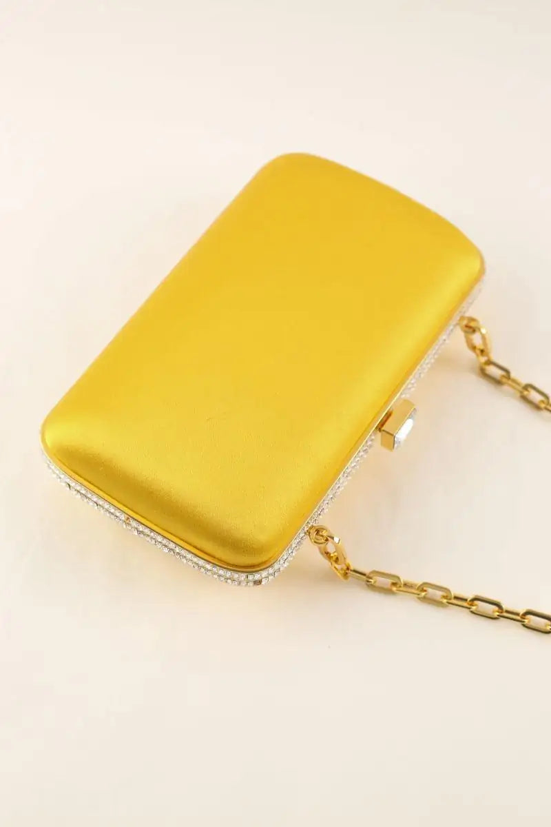 Pochette de soirée en satin et strass Prada Ametista Jaune en Synthétique