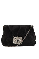 Pochette en satin Roger Vivier Micro pochette efflorescence Noir en Tissu - Seconde Main