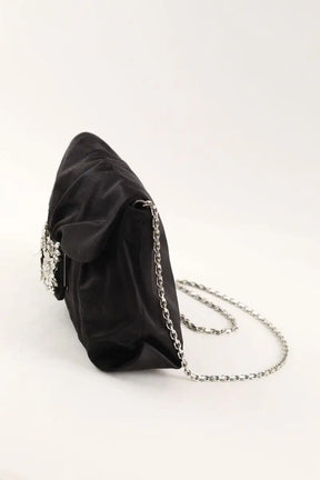 Pochette en satin Roger Vivier Micro pochette efflorescence Noir en Tissu