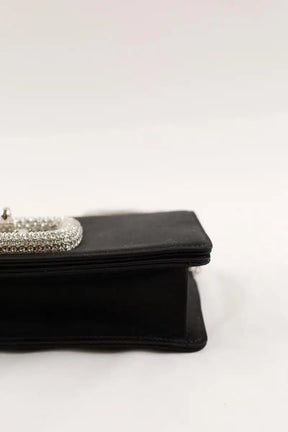 Pochette en satin Roger Vivier Pilgrim Noir en Tissu
