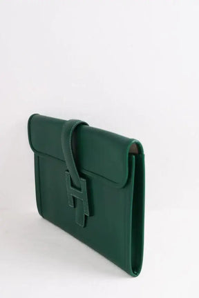 Pochette Hermès Jige Vert en Cuir