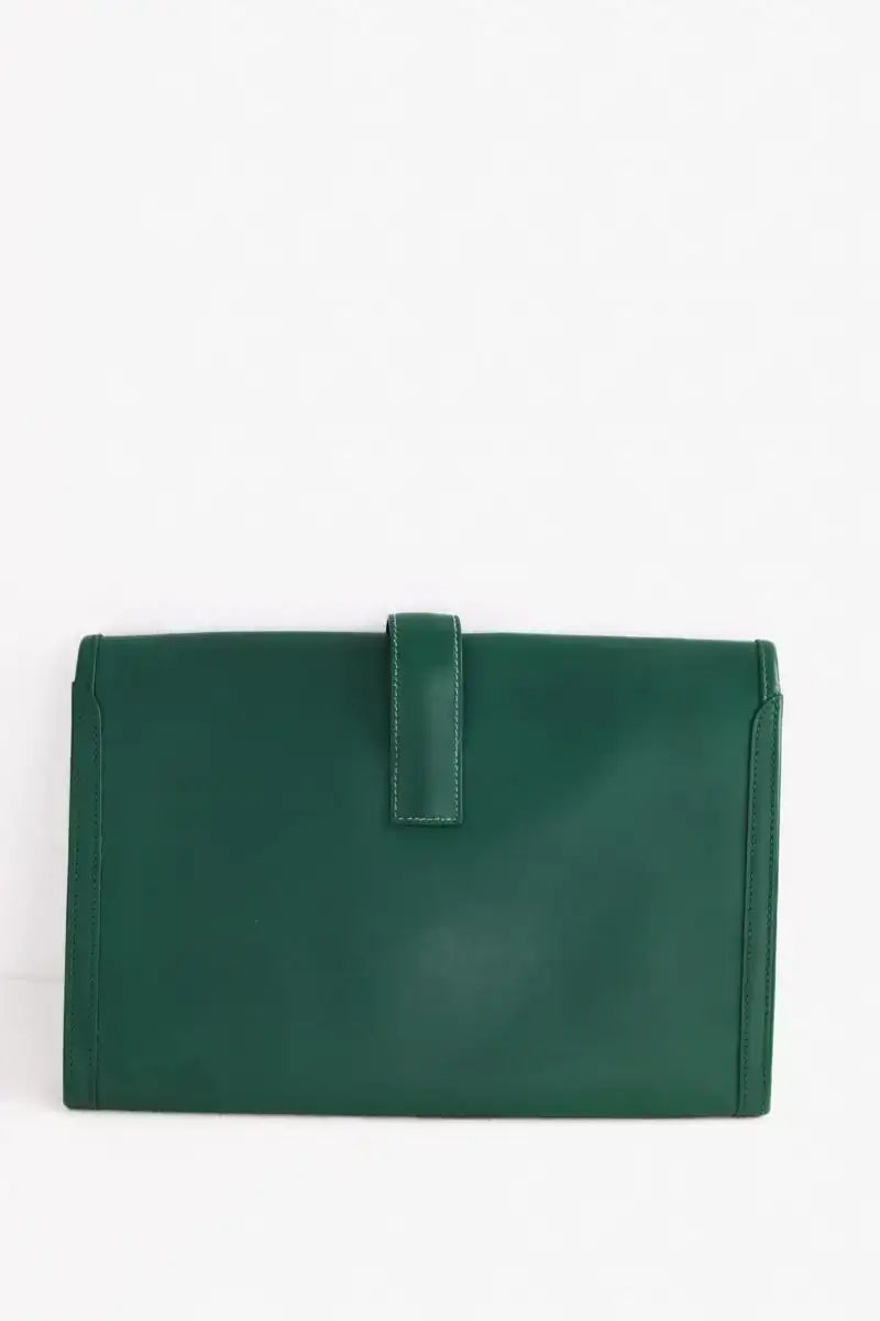 Pochette Hermès Jige Vert en Cuir