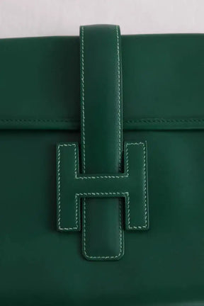 Pochette Hermès Jige Vert en Cuir
