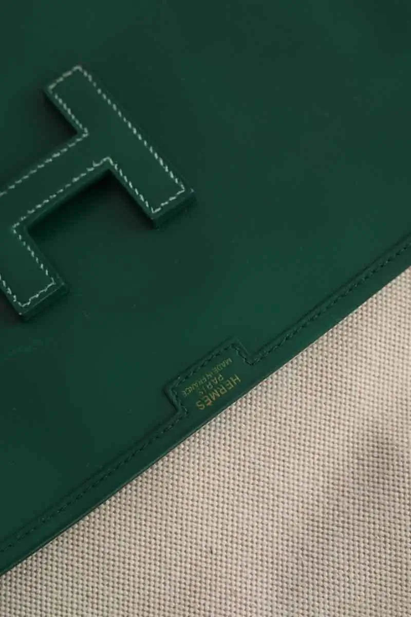 Pochette Hermès Vert en Cuir