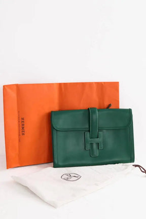 Pochette Hermès Vert en Cuir