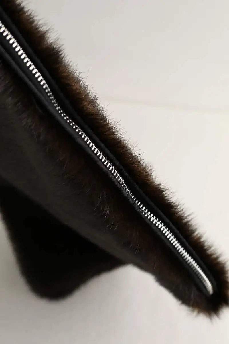 Pochette Loulou de Saison Marron en Fourrure