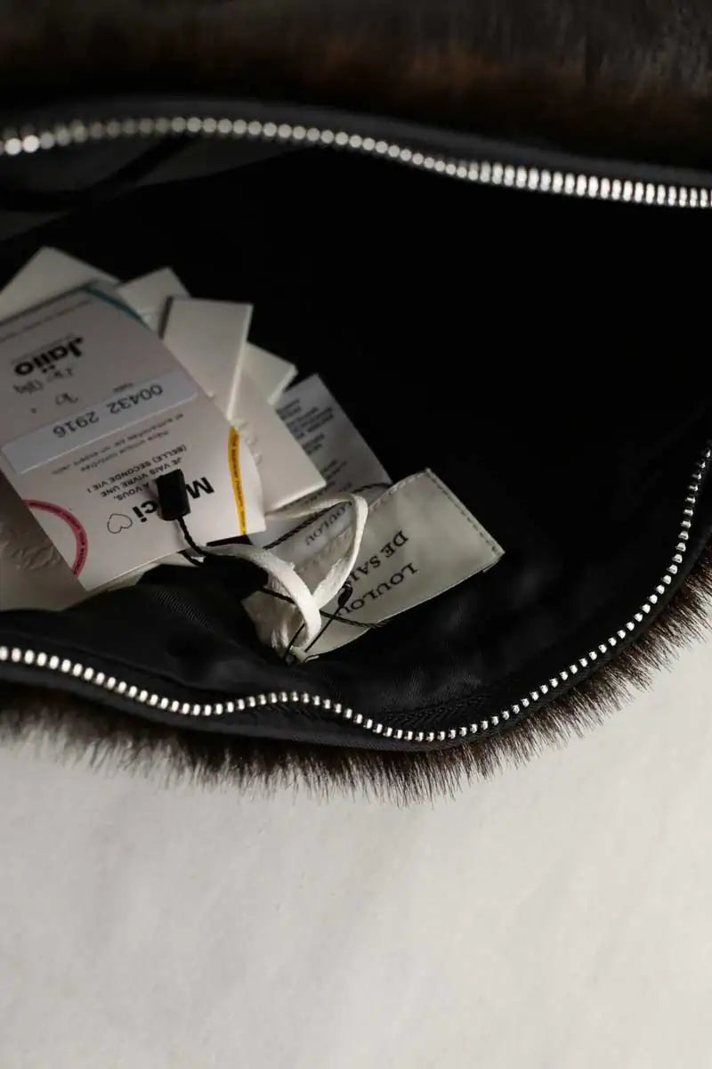 Pochette Loulou de Saison Marron en Fourrure