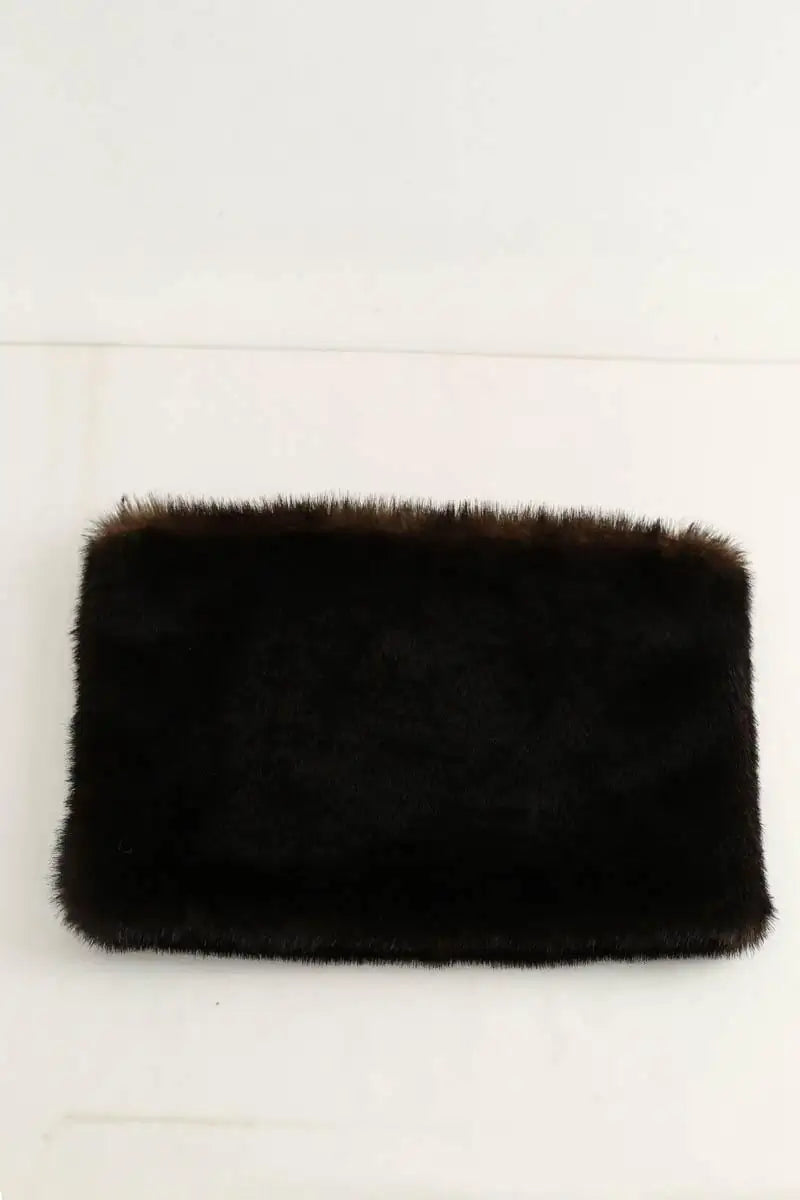 Pochette Loulou de Saison Marron en Fourrure