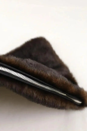 Pochette Loulou de Saison Marron en Fourrure