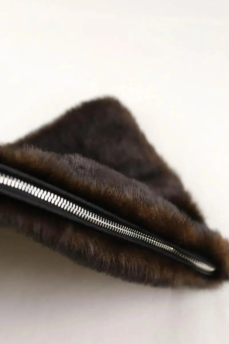 Pochette Loulou de Saison Marron en Fourrure