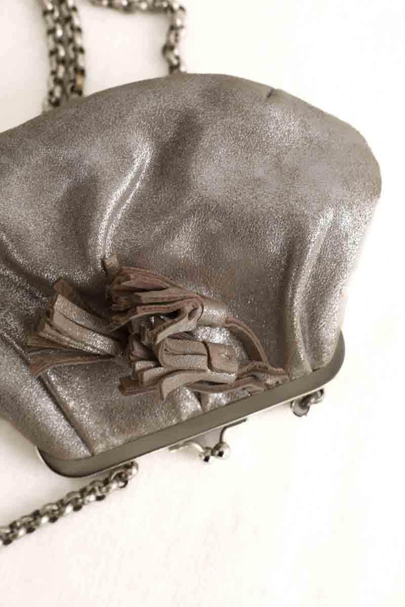 Pochette Paule Ka Argent en Cuir