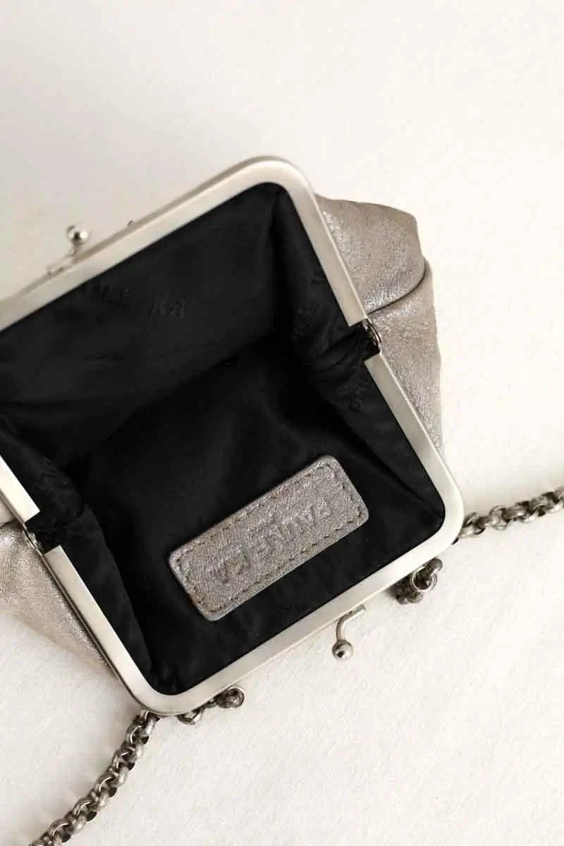 Pochette Paule Ka Argent en Cuir