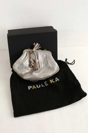 Pochette Paule Ka Argent en Cuir