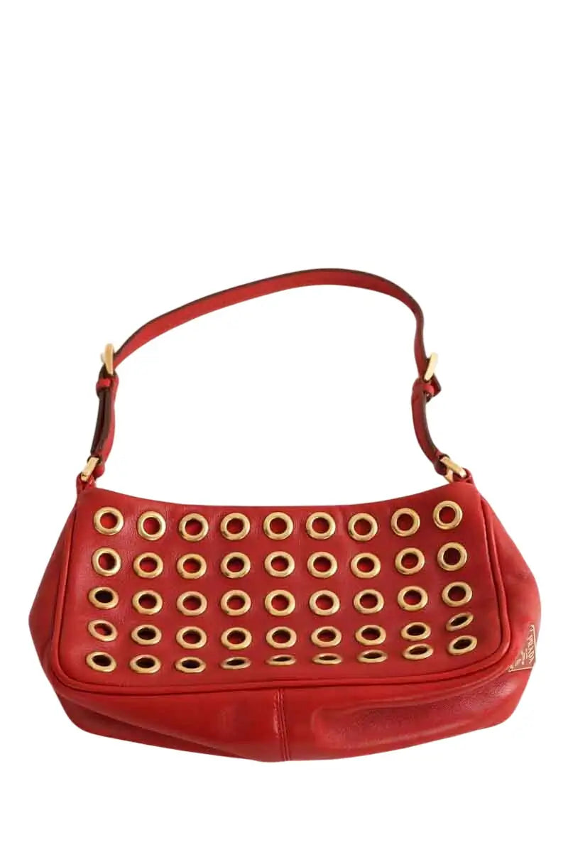 Pochette Prada Nappa grommet Rouge en Cuir - Seconde Main