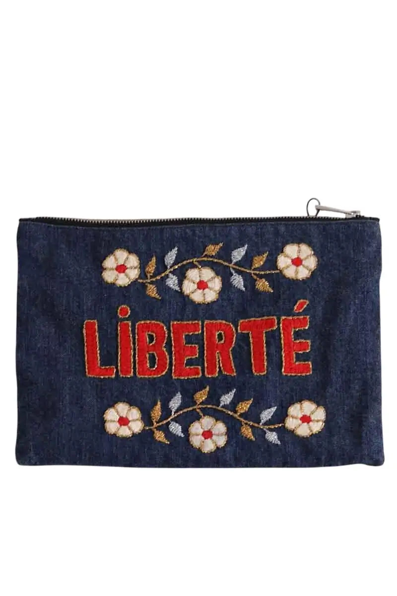 Pochette Rive Droite Paris Bleu en Coton - Seconde Main