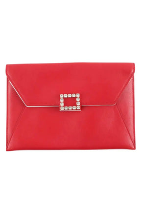 Pochette Roger Vivier Envelope clutch Rouge en Cuir - Seconde Main
