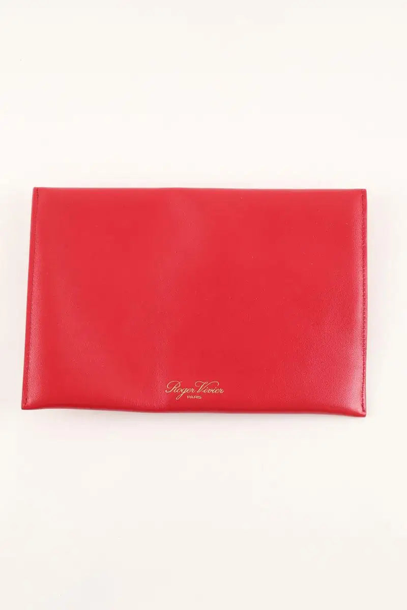 Pochette Roger Vivier Envelope clutch Rouge en Cuir