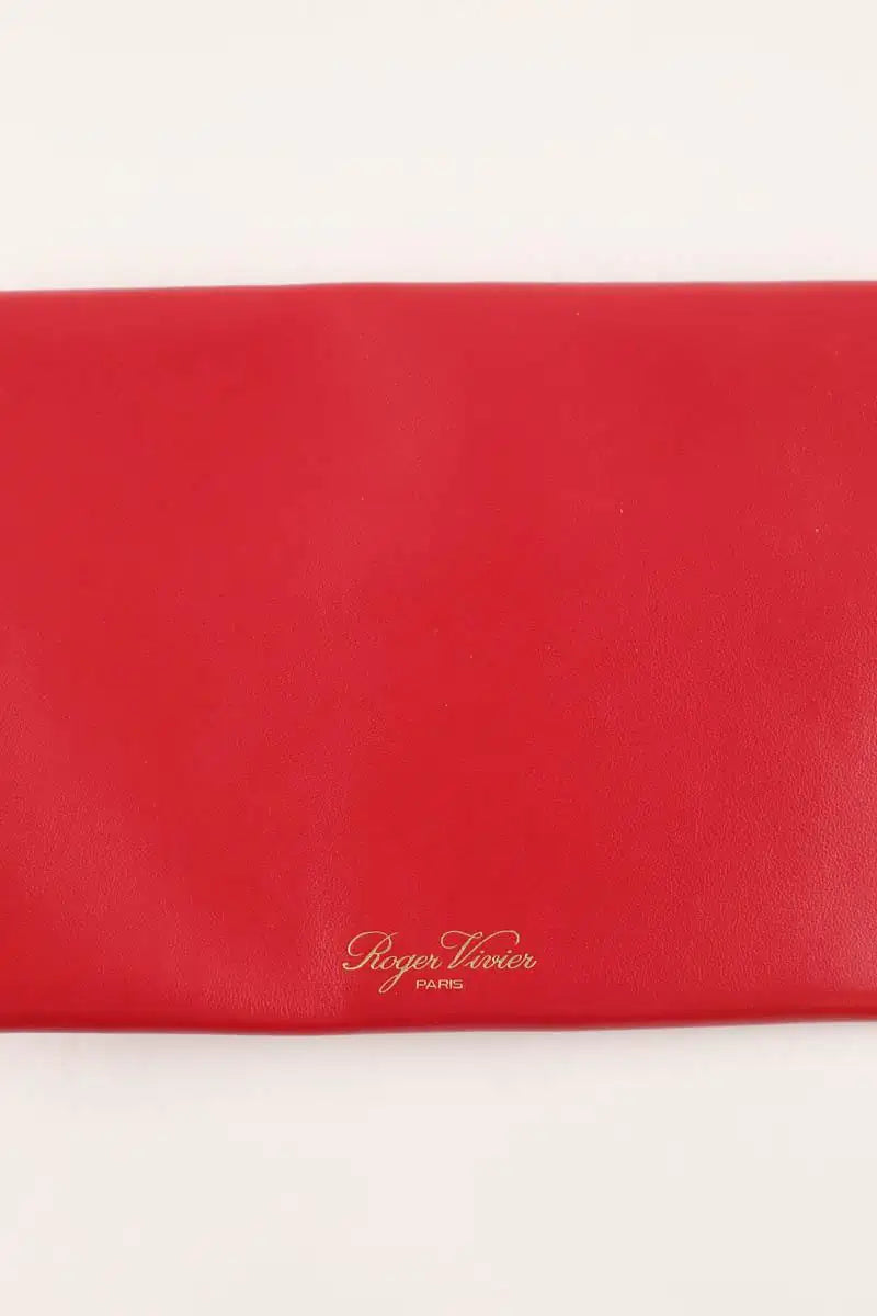 Pochette Roger Vivier Envelope clutch Rouge en Cuir
