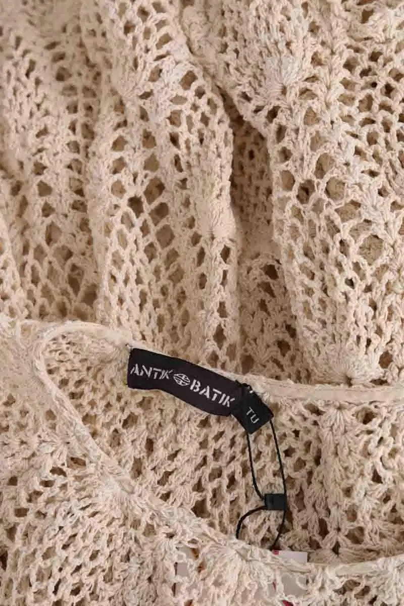 Poncho Antik Batik Ecru en Coton