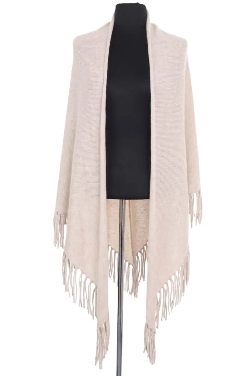 Poncho Kujten Beige en Cachemire, taille TU - Seconde Main