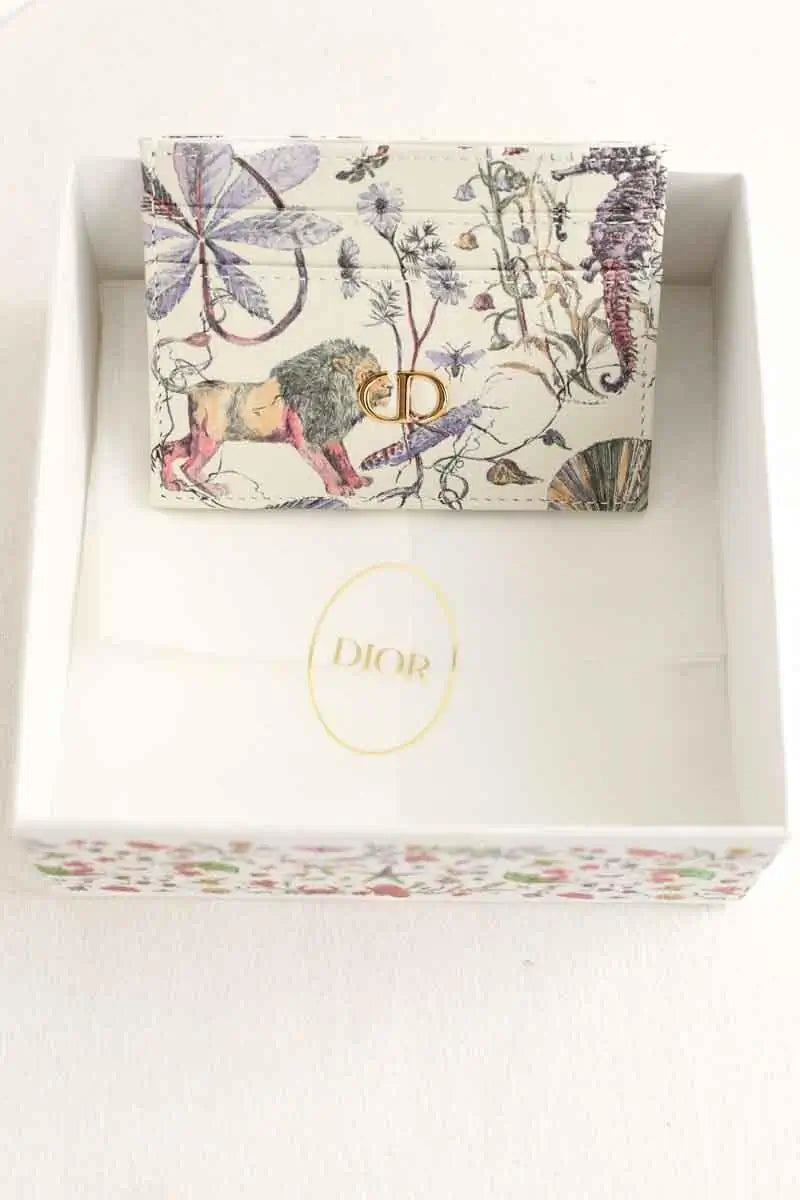 Porte-carte Dior Caro Blanc en Cuir