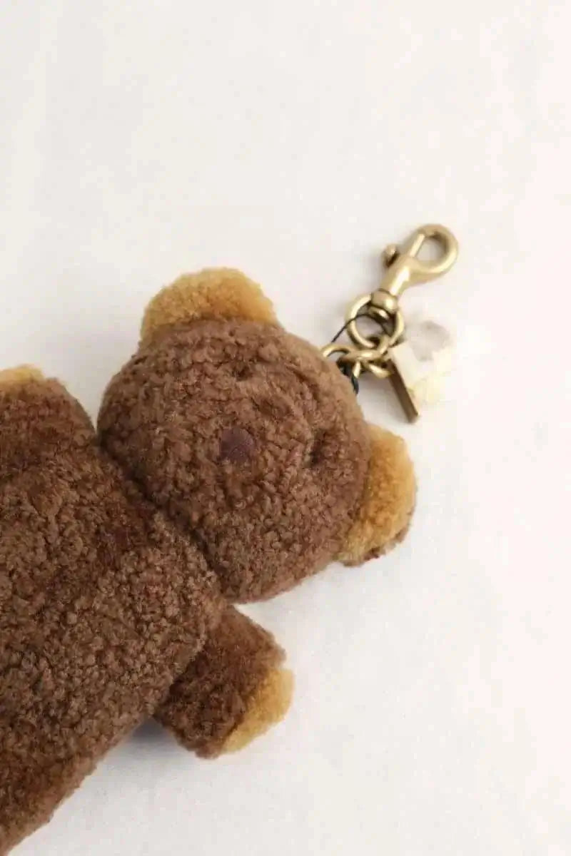 Porte-clé Coach Breloque de sac teddy Marron en Fourrure