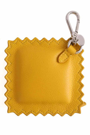 Porte-clé Fendi Raviolo Jaune en Cuir