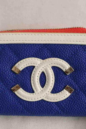 Porte-monnaie Chanel Bleu en Cuir