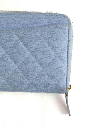 Portefeuille Chanel Bleu en Cuir