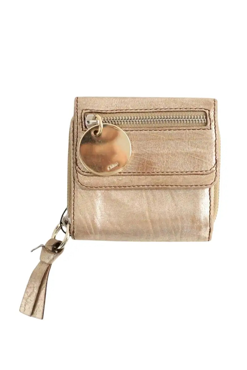 Portefeuille Chloé Doré en Cuir - Seconde Main