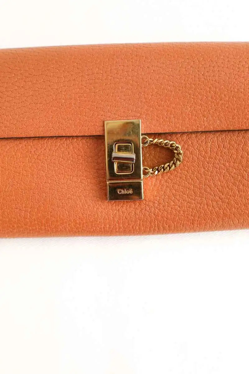 Portefeuille Chloé Drew Camel en Cuir