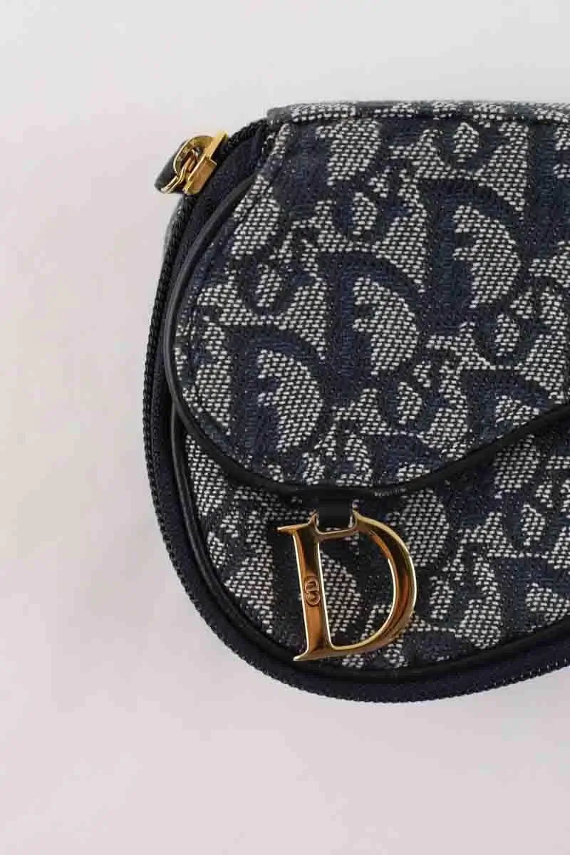 Portefeuille Dior Saddle Bleu en Tissu